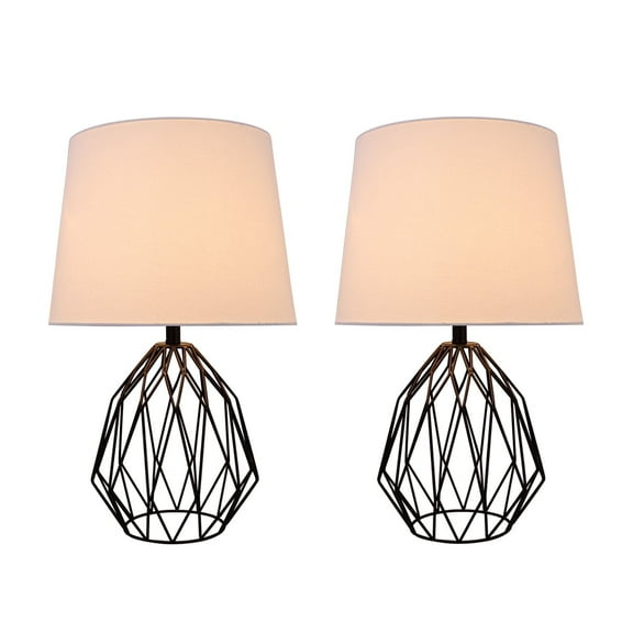 Aspen Creative 40158-12, 22" H Metal Wire Table Lamp in Matte Black with Empire Lamp Shade in Cream