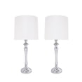 thumbnail image 1 of Aspen Creative 40166-12, Two Pack Set – 30-1/2" High Transitional Metal Table Lamp, Chrome Finish and Drum Shaped Lamp Shade in White, 12" Wide, 1 of 4