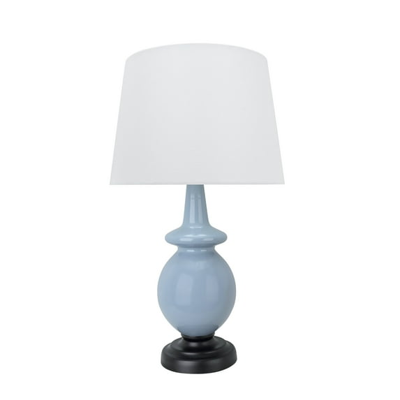 Aspen Creative 40171-11, 26" High Transitional Glass Table Lamp in Grey with Hardback Empire Lamp Shade in White, 14" wide
