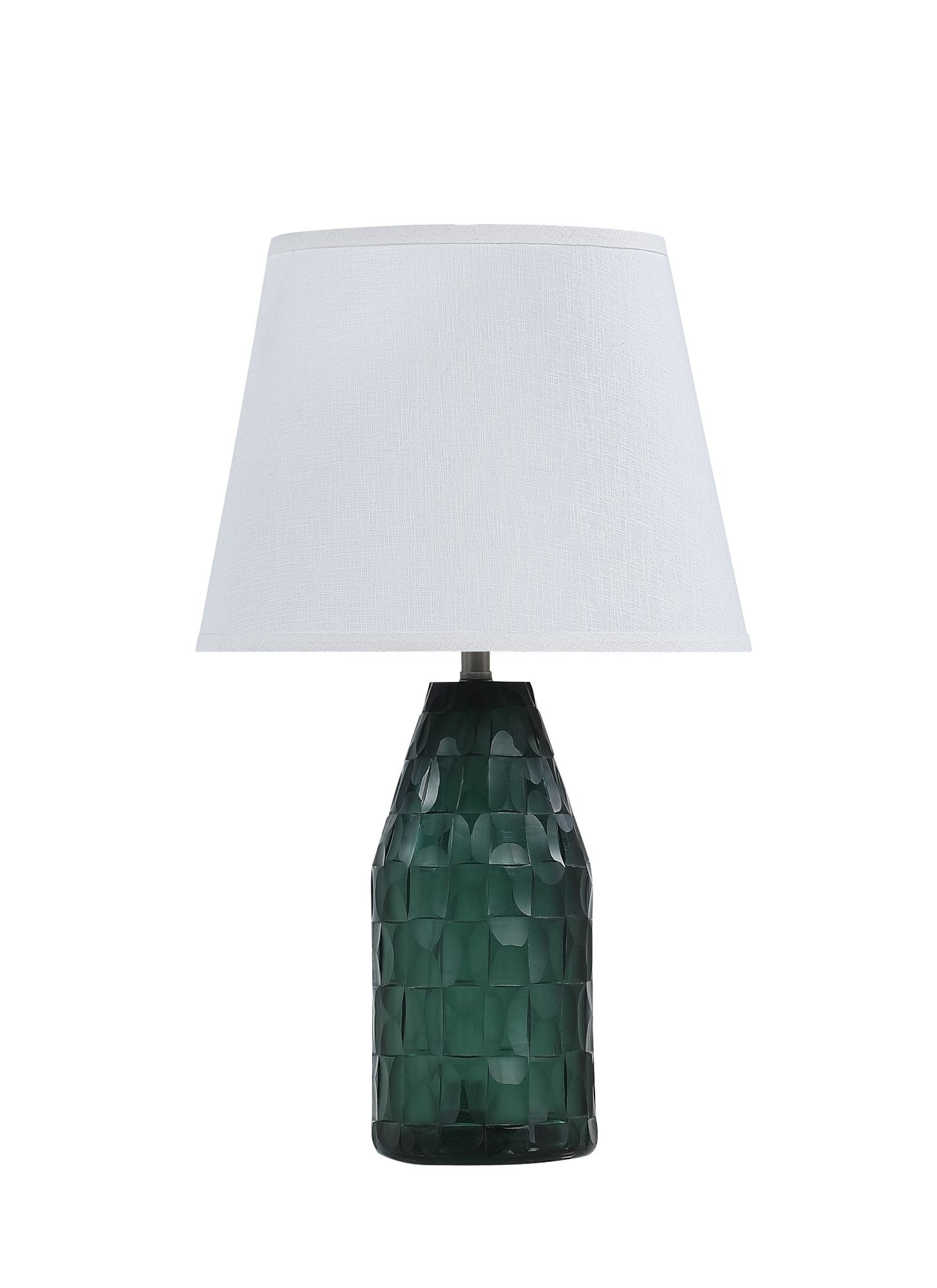 Outdoor White and Turquoise Glass Table Lamp with Empire Shade
