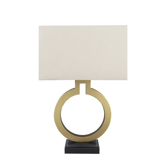 Aspen Creative 40202-11, 27" High Transitional Metal Table Lamp, Gold and Hardback Rectangular Shaped Lamp Shade in Khaki, 16" Wide