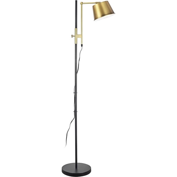 Aspen Creative 42003-53-1, Floor Lamp, 2-Tone Finish, Matte Black w/Copper Painted Shade, Size: 14-5/8" L x 9-7/8" W x 63-3/4" H, E26 Socket, Bulb Not Included