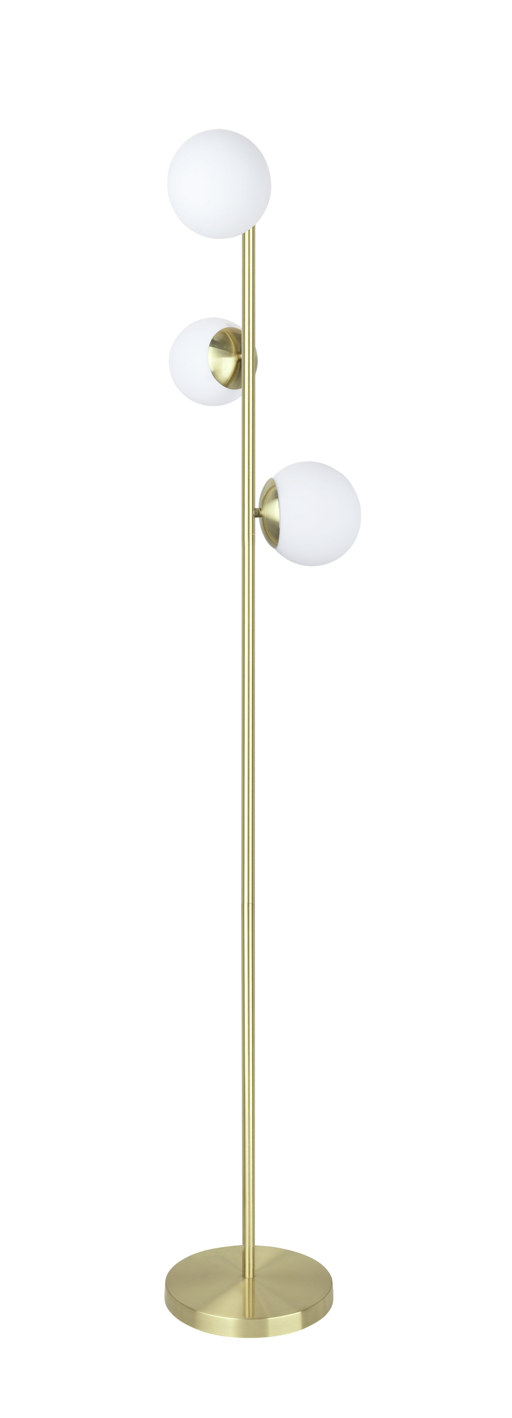 Adjustable Brushed Nickel Floor Lamp with White Globe Shades