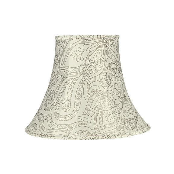 Aspen Creative 58055 Transitional Bell Shape UNO Construction Lamp Shade in White & Grey, 14" Wide (7" x 14" x 11")