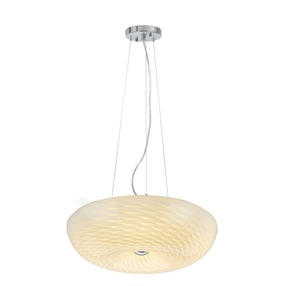 Aspen Creative 61059L Adjustable LED One-Light Hanging Pendant Ceiling Light, Contemporary Design in Chrome Finish, Glass Shade, 17 7/10" Wide