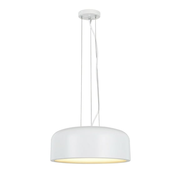 Aspen Creative 61066-2 Adjustable LED One-Light Hanging Mini Pendant Ceiling Light, Contemporary Design in White Finish, Metal Shade, 5 1/2" Wide
