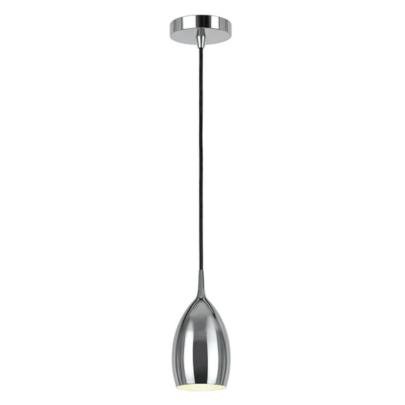 Aspen Creative 61077-1 Adjustable One-Light Hanging Mini Pendant Ceiling Light, Transitional Design in Chrome Finish, Metal Shade, 4 1/4" Wide