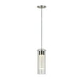 thumbnail image 1 of Aspen Creative 61109 Adjustable LED One-Light Hanging Mini Pendant Ceiling Light, Contemporary Design in Brushed Nickel Finish, Clear Glass Shade, 4 3/4" Wide, 1 of 6