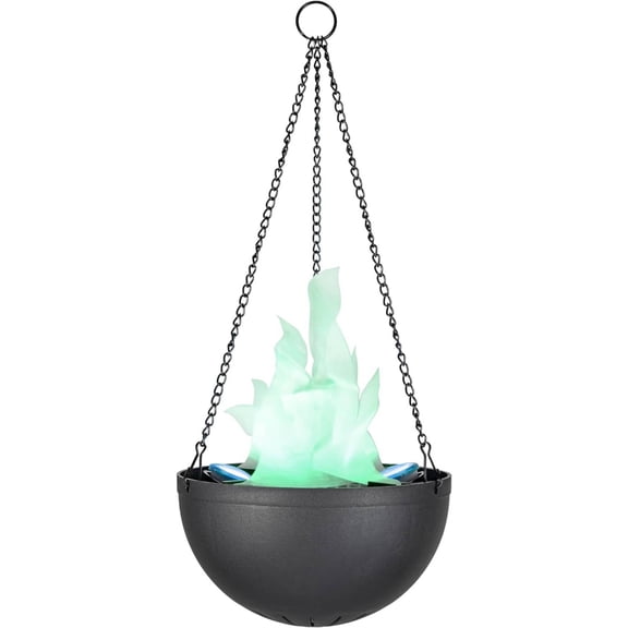 Aspen Creative 61168-24-1,LED Hanging Fire Flame Light Prop for Halloween,Christmas and Party Decor,Black Finish,Blue Flickering Light Effect