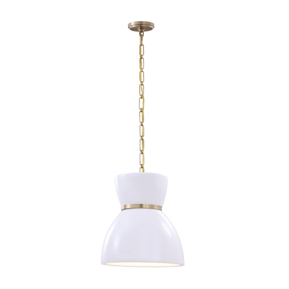 Aspen Creative 61176-11, 1 Light Translucent Ceramic Indoor Pendant with Brass Electric, Ceiling Pendant Light Made of Stoneware Ceramic, 13" W x 13-7/8" H