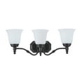 thumbnail image 1 of Aspen Creative 62022-1, Three-Light Metal Bathroom Vanity Wall Light Fixture, 23" Wide, Transitional Design in Oil Rubbed Bronze with Frosted Glass Shade, 1 of 6