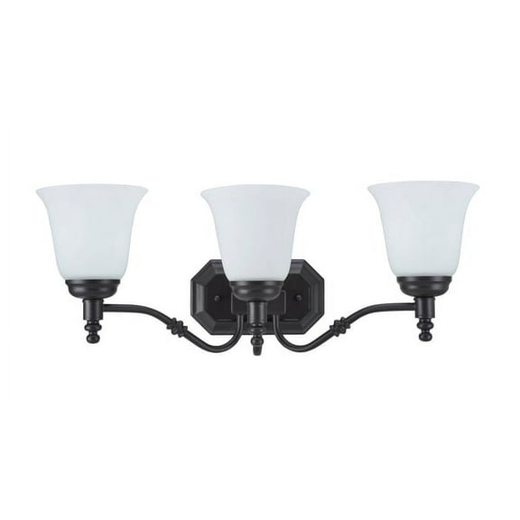 Aspen Creative 62022-1, Three-Light Metal Bathroom Vanity Wall Light Fixture, 23" Wide, Transitional Design in Oil Rubbed Bronze with Frosted Glass Shade
