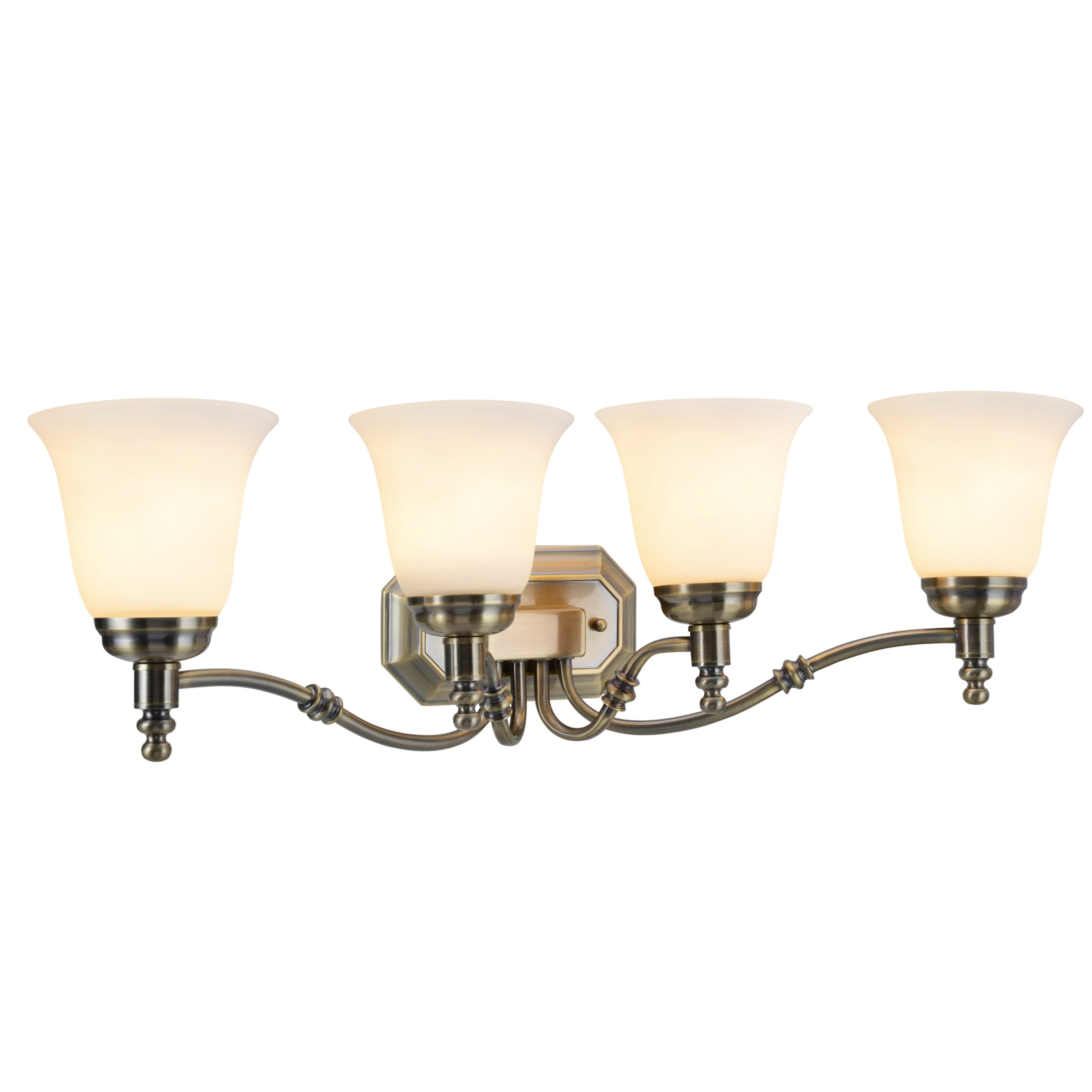 Satin Nickel 4-Light Vanity Fixture with Frosted Glass Shades