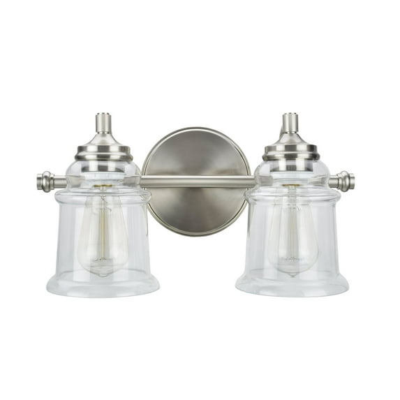 Aspen Creative 62082, 2-Light Bathroom Vanity, 15 1/4" Wide, Transitional Design, Brushed Nickel