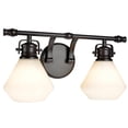 thumbnail image 1 of Aspen Creative 62090, Two-Light Metal Bathroom Vanity Wall Light Fixture, 16" Wide, Transitional Design in Bronze with Opal Glass Shade, 1 of 6