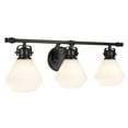 thumbnail image 1 of Aspen Creative 62091, Three-Light Metal Bathroom Vanity Wall Light Fixture, 24" Wide, Transitional Design in Bronze with Opal Glass Shade, 1 of 6