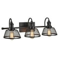 thumbnail image 1 of Aspen Creative 62095, Three-Light Metal Bathroom Vanity Wall Light Fixture, 25" Wide, Transitional Design in Bronze with Metal Mesh Shade, 1 of 6