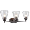 thumbnail image 1 of Aspen Creative 62121-2, Three-Light Metal Bathroom Vanity Wall Light Fixture, 24" Wide, Transitional Design in Oil Rubbed Bronze with Clear Glass Shade, 1 of 6