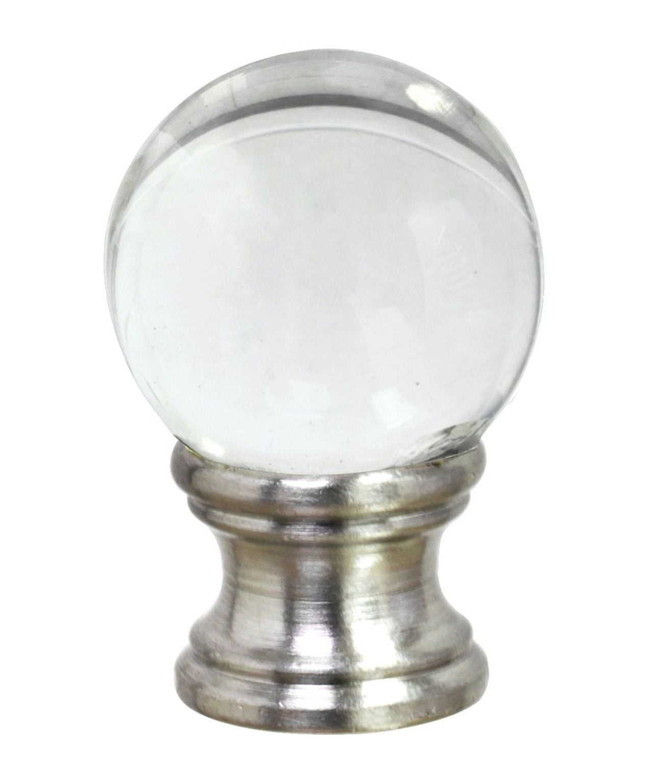 Clear Glass Ball Lamp Finial with Brushed Nickel Base