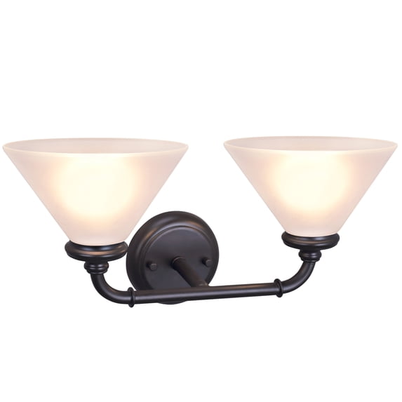 Aspen Creative 62146, Two-Light Metal Bathroom Vanity Wall Light Fixture, 6-1/2" Wide, Transitional Design in Oil Rubbed Bronze with Frosted Glass Shade