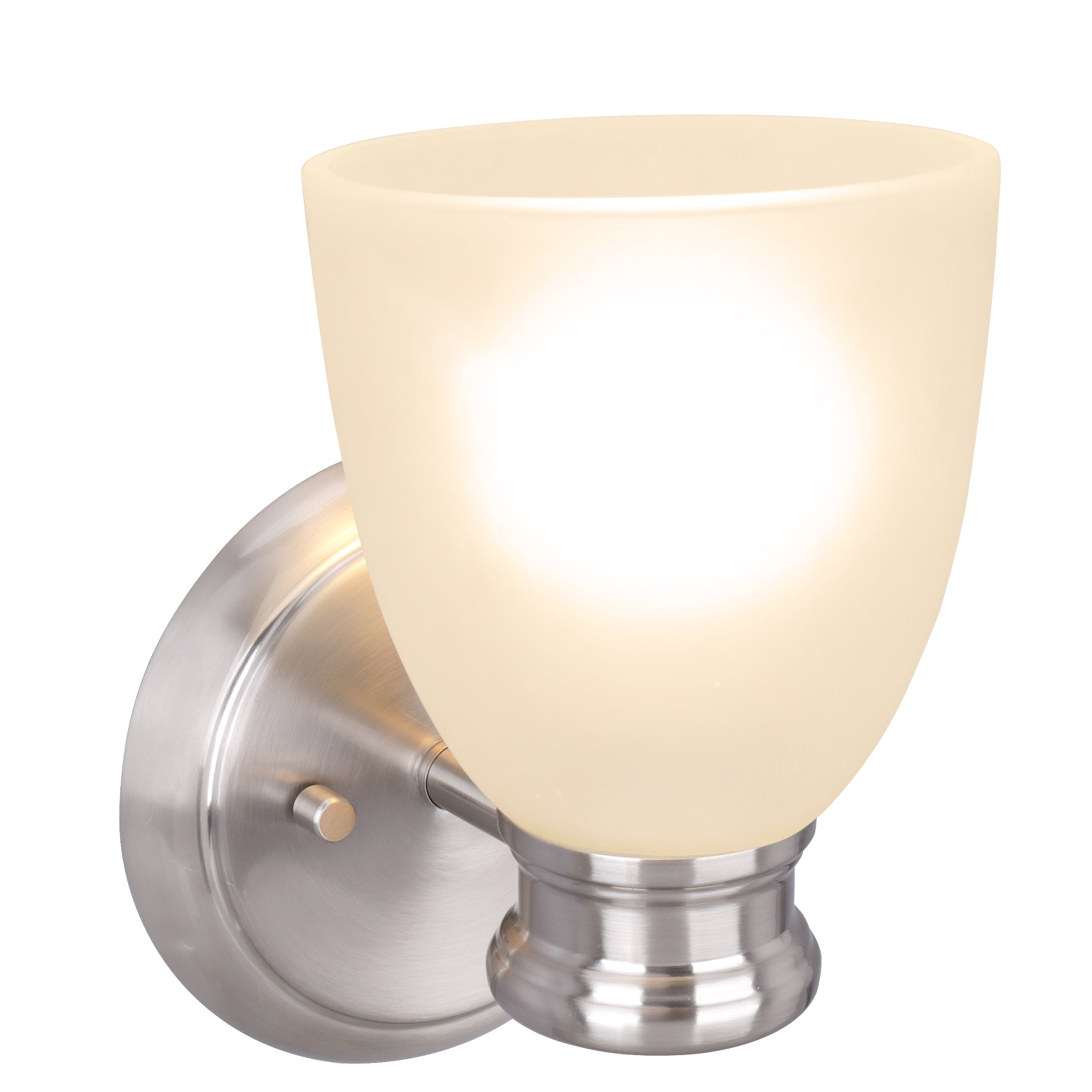 Satin Nickel Frosted Glass Outdoor Wall Sconce, 6" x 8.25"