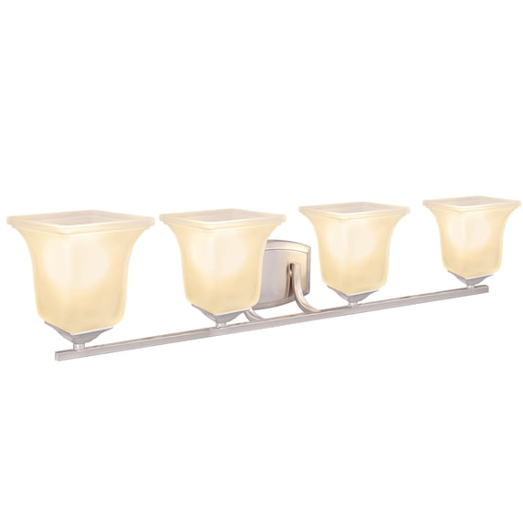 Aspen Creative 62164, Four-Light Metal Bathroom Vanity Wall Light Fixture, 32" Wide, Transitional Design in Brushed Nickel
