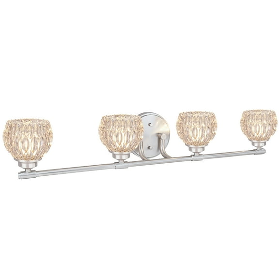 Aspen Creative 62196, Three-Light Metal Bathroom Vanity Wall Light Fixture, 23-1/2" Wide, Transitional Design in Brushed Nickel