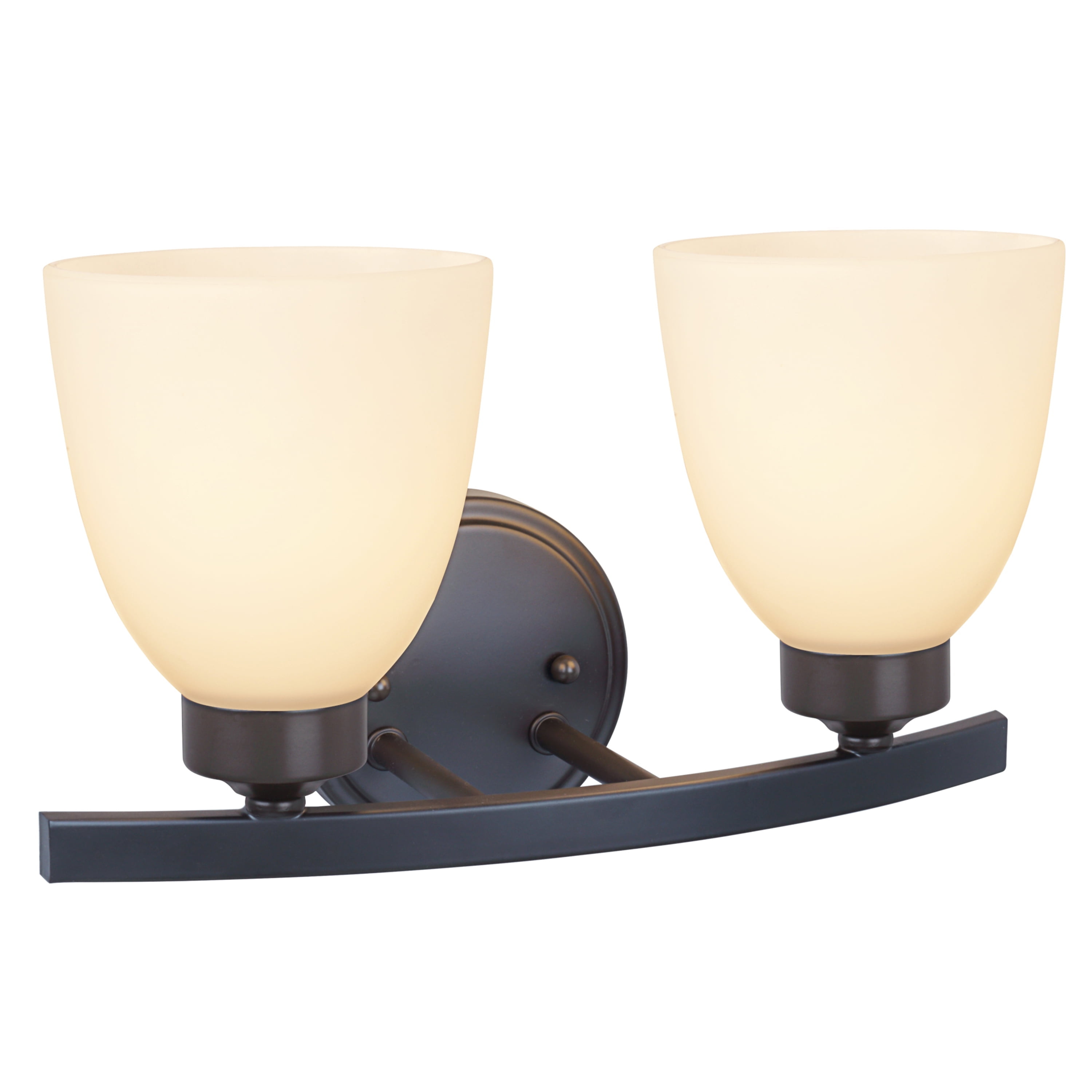 13-Inch Bronze and Frosted Glass 2-Light Vanity Fixture