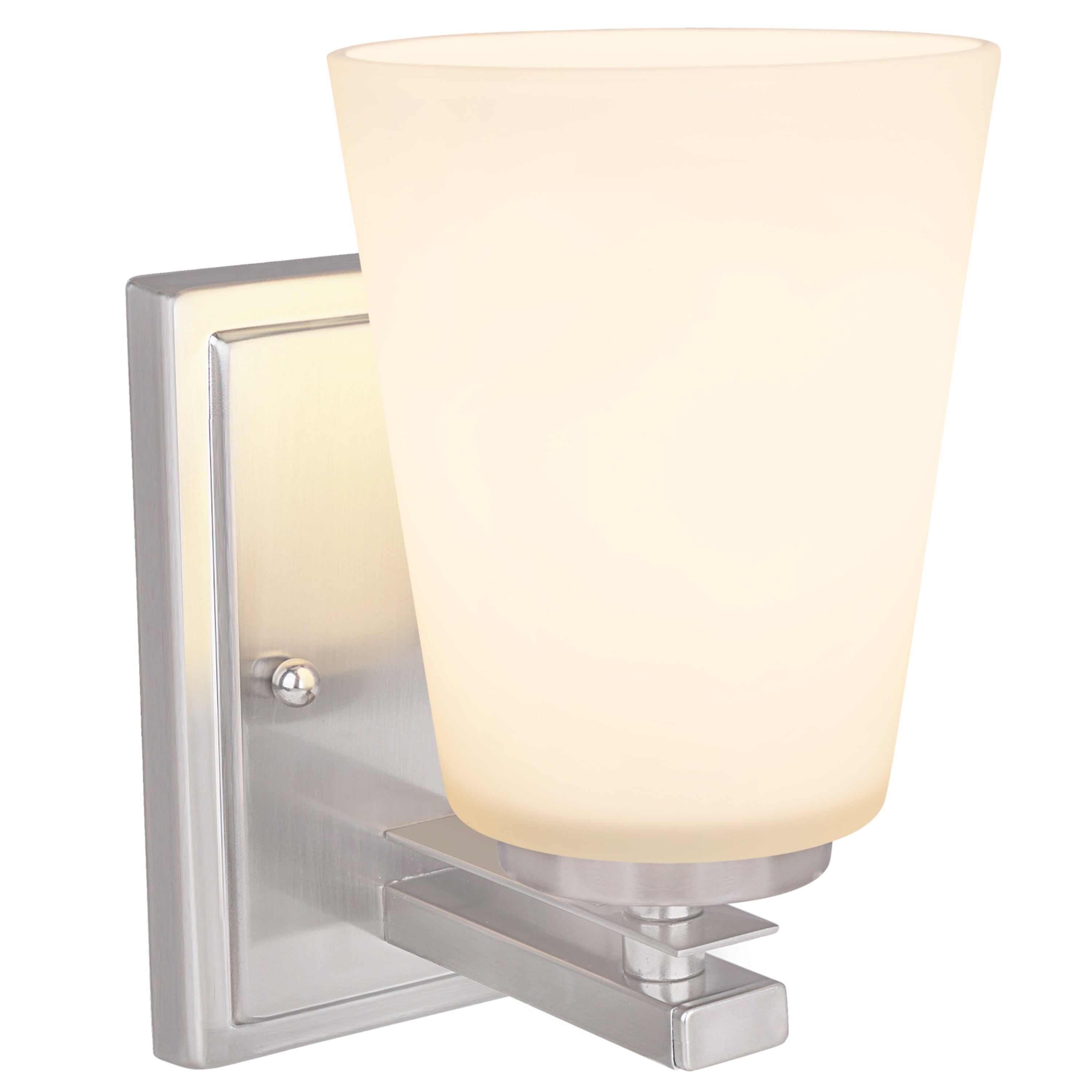 Aspen Creative 62214, One-Light Metal Bathroom Vanity Wall Light Fixture, 4-3/4" Wide, Transitional Design in Brushed Nickel