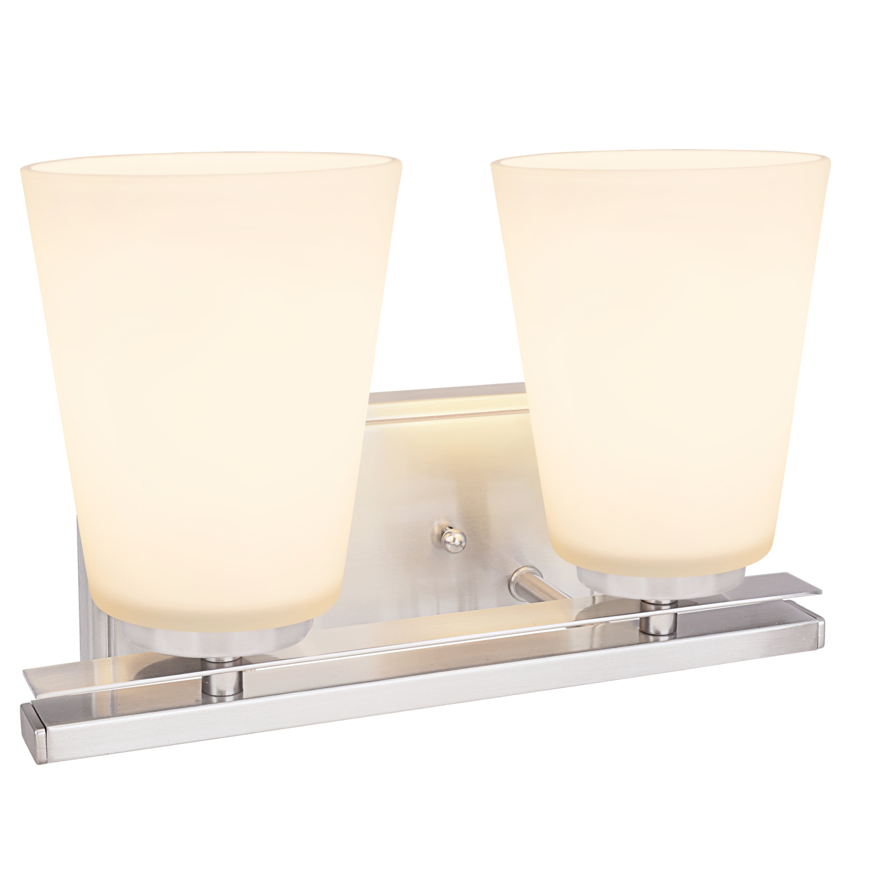 Aspen Creative 62215, Two-Light Metal Bathroom Vanity Wall Light Fixture, 11-5/8" Wide, Transitional Design in Brushed Nickel