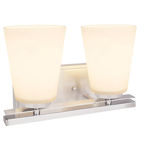 Aspen Creative 62215, Two-Light Metal Bathroom Vanity Wall Light Fixture, 11-5/8" Wide, Transitional Design in Brushed Nickel
