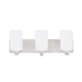 thumbnail image 1 of Aspen Creative 62220, Three-Light Metal Bathroom Vanity Wall Light Fixture, 22" Wide, Transitional Design in Satin Nickel, 1 of 6