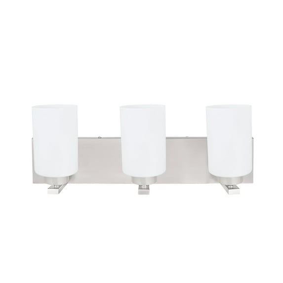 Aspen Creative 62220, Three-Light Metal Bathroom Vanity Wall Light Fixture, 22" Wide, Transitional Design in Satin Nickel