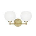 thumbnail image 1 of Aspen Creative 62223, Two-Light Metal Bathroom Vanity Wall Light Fixture, 14-1/2" Wide, Transitional Design in Gold, 1 of 5