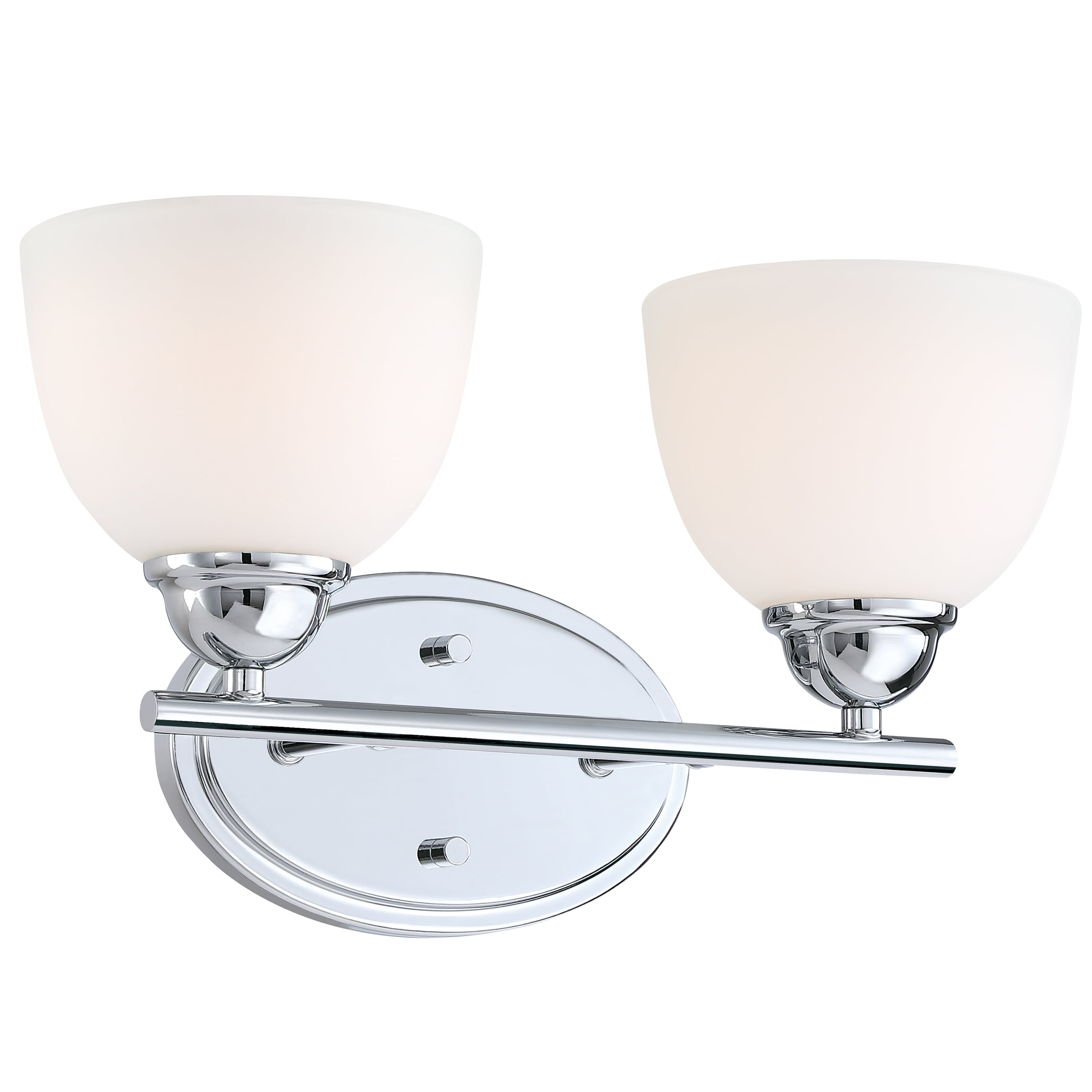 Aspen Creative 62226, Bathroom Vanity 2 Lights Fixture, 15" W x 8-3/4" H x 7" D Chrome Finish/Frosted Glass Paint White Inside
