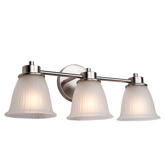 Aspen Creative 62256, Bathroom Vanity 3 Lights Fixture, 22" W x 8-1/2 "H x 7" D, Brushed Nickel Finish/Frosted Glass
