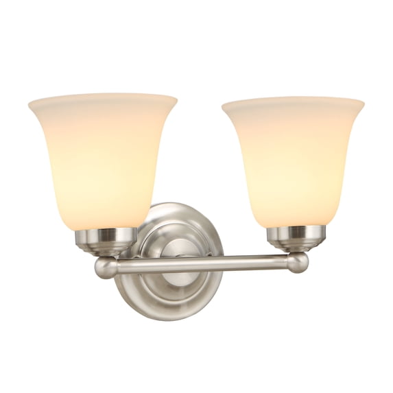 Aspen Creative 62291-1, 2-Light Bathroom Vanity, 13-1/2" Wide, Transitional Design, Satin Nickel