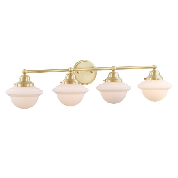 Aspen Creative 62308, 4-Light Bathroom Vanity, 32-5/8" Wide, Transitional Design, Warm Brass