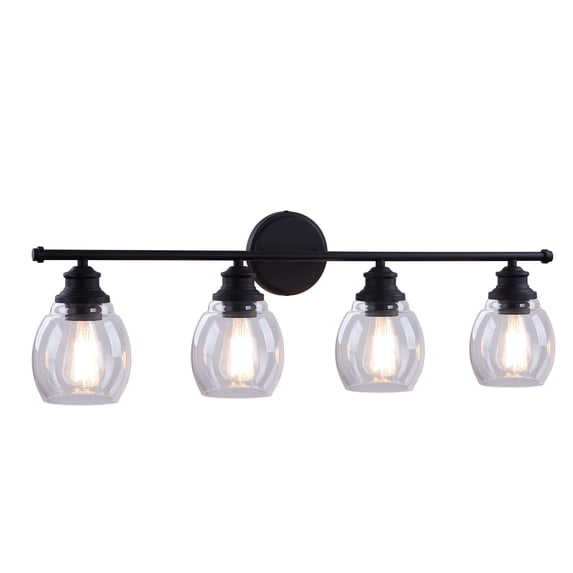 Aspen Creative 62320, Bathroom Vanity 4 Lights Fixture, 32" W x 10-3/8" H x 6-7/8" E, Oil Rubbed Bronze Finish, Bulb Not Included