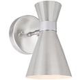 thumbnail image 1 of Aspen Creative 62502-11, One-Light Metal Bathroom Vanity Wall Light Fixture, 5" Wide, Transitional Design in Satin Nickel & Chrome, 1 of 5