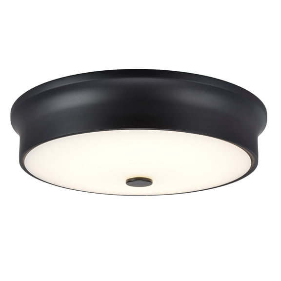 Aspen Creative 63005S-3 LED Small Flush Mount Ceiling Light Fixture, Contemporary Design in Black Finish, Frosted Glass Diffuser, 12" Diameter