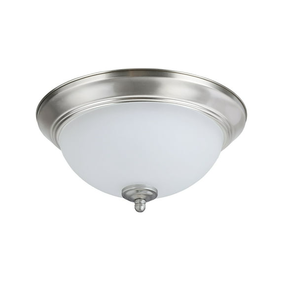 Aspen Creative 63017-11 LED Dimmable Flush Mount Ceiling Light Fixture, Transitional Design in Satin Nickel Finish, Frosted Glass Diffuser, 11" Diameter