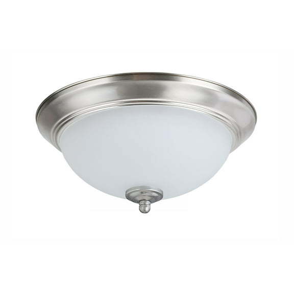 Aspen Creative 63018-11 LED Flush Mount Ceiling Light Fixture, Transitional Design in Satin Nickel Finish, Frosted Glass Diffuser, 13" Diameter