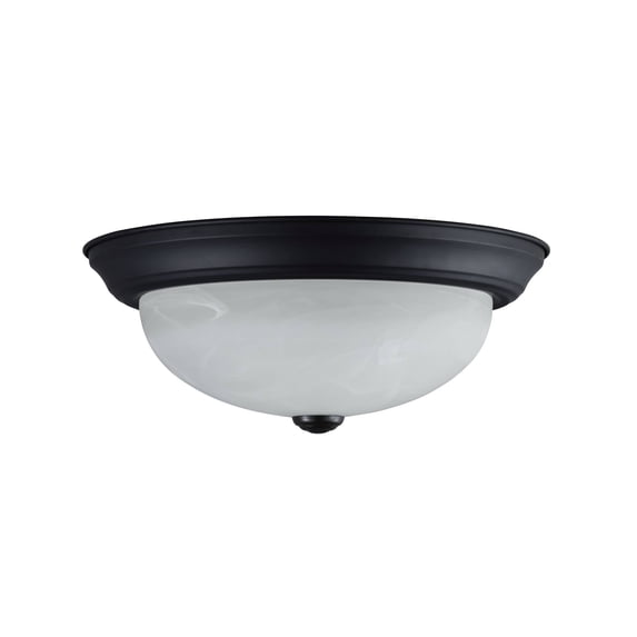Aspen Creative 63022-3, 2-Light Flush Mount in Matte Black with Alabaster Glass, 11-1/4" Dia.