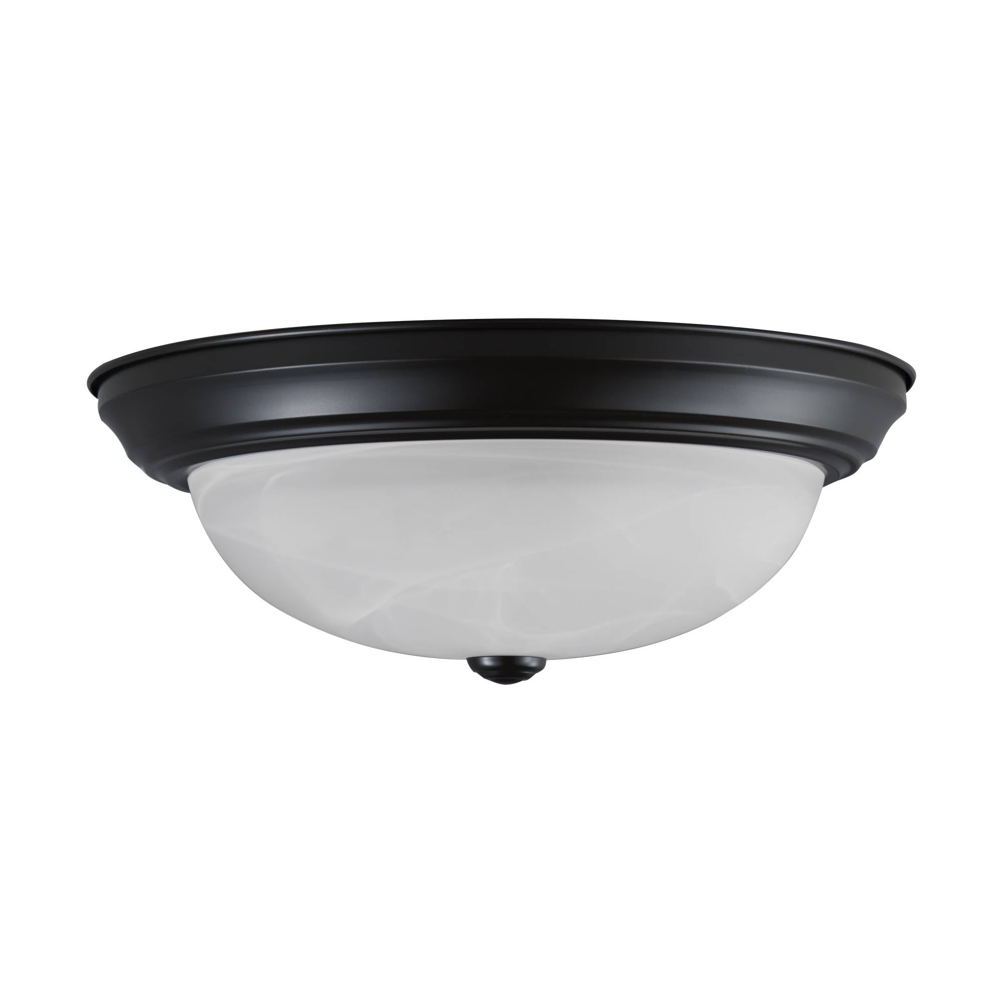 15" Black Flush Mount with Frosted Glass Shade