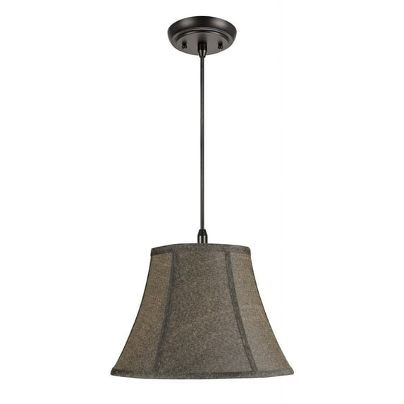 Aspen Creative 70093 One-Light Hanging Pendant Ceiling Light with Transitional Bell Fabric Lamp Shade, Black, 13" width
