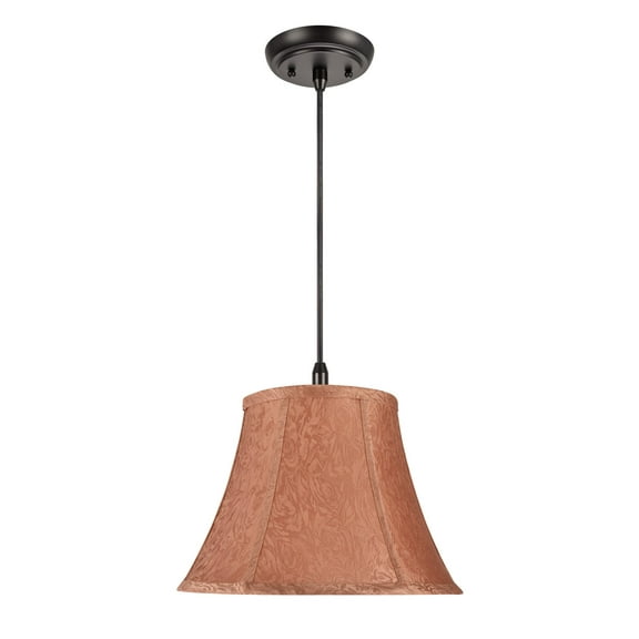 Aspen Creative 70094 One-Light Hanging Pendant Ceiling Light with Transitional Bell Fabric Lamp Shade, Brown, 13" width