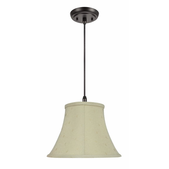 Aspen Creative 70100-11 One-Light Hanging Pendant Ceiling Light with Transitional Bell Fabric Lamp Shade, Camel, 13" width