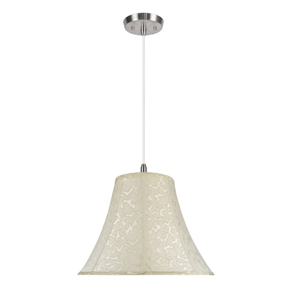Aspen Creative 70111 Two-Light Hanging Pendant Ceiling Light with Transitional Bell Fabric Lamp Shade, Off White, 18" width