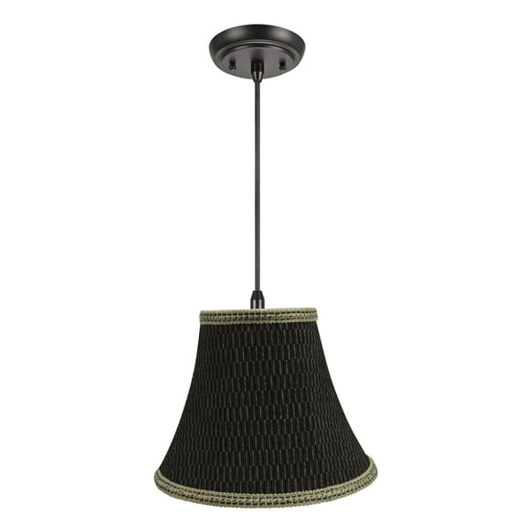 Aspen Creative 70157-11, One-Light Hanging Pendant Light Fixture with Bell Lamp Shade, Black & Brown